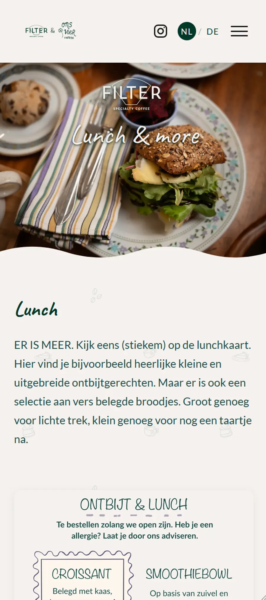 Filter Specialty Coffee - mobiel - lunch