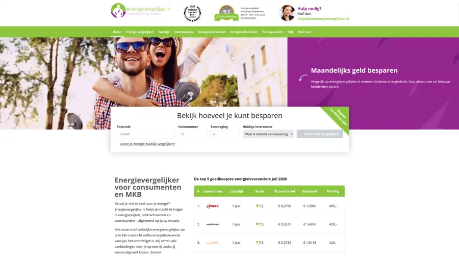 Energievergelijker - desktop