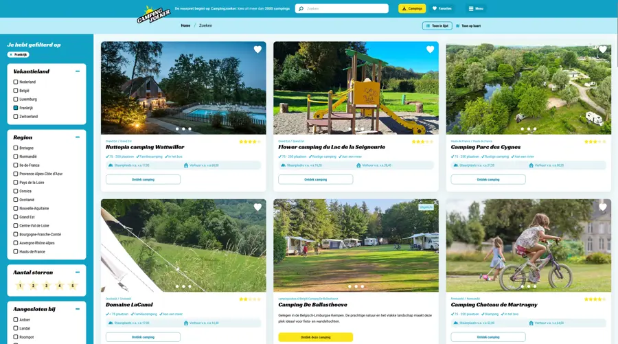 Campingzoeker - desktop - zoeken